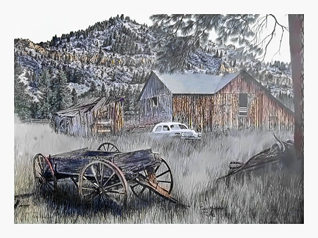 Old Homestead and Wagon